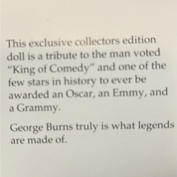 George Burns 100th anniversary collector figure by effanbee doll company - Picture 8 of 12